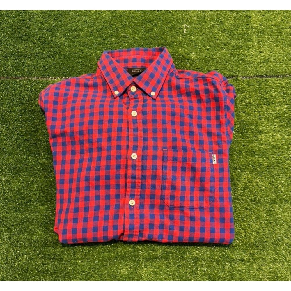 Jiberish shirt mens 2XL blue red gingham flannel long sleeve skiing outdoor 28